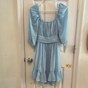 Women’s Summer A-Line Dress with Tie Back and Sleeve Ruffle